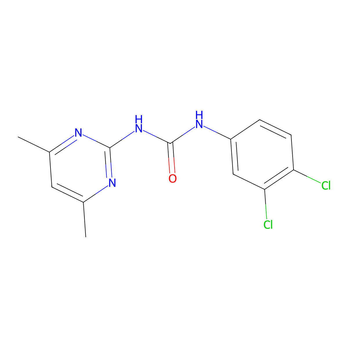 N-(3,4-Dichlorophenyl)-N'-(4,6-dimethyl-2-pyrimidinyl)urea molecular structure, CAS 106472-36-0