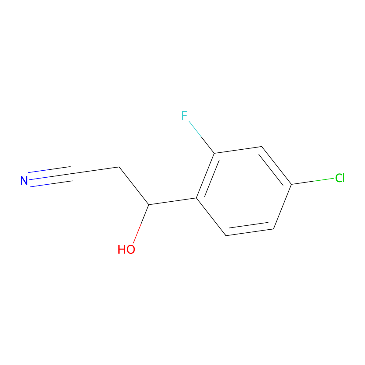 3-(4-Chloro-2-fluorophenyl)-3-hydroxypropanenitrile molecular structure, CAS 106498-19-5