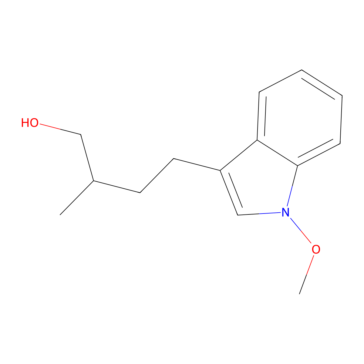 (betaR)-1-Methoxy-beta-methyl-1H-indole-3-butanol; (+)-2-Methyl-4-(1-methoxyindol-3-yl)-1-butanol molecular structure, CAS 106499-95-0