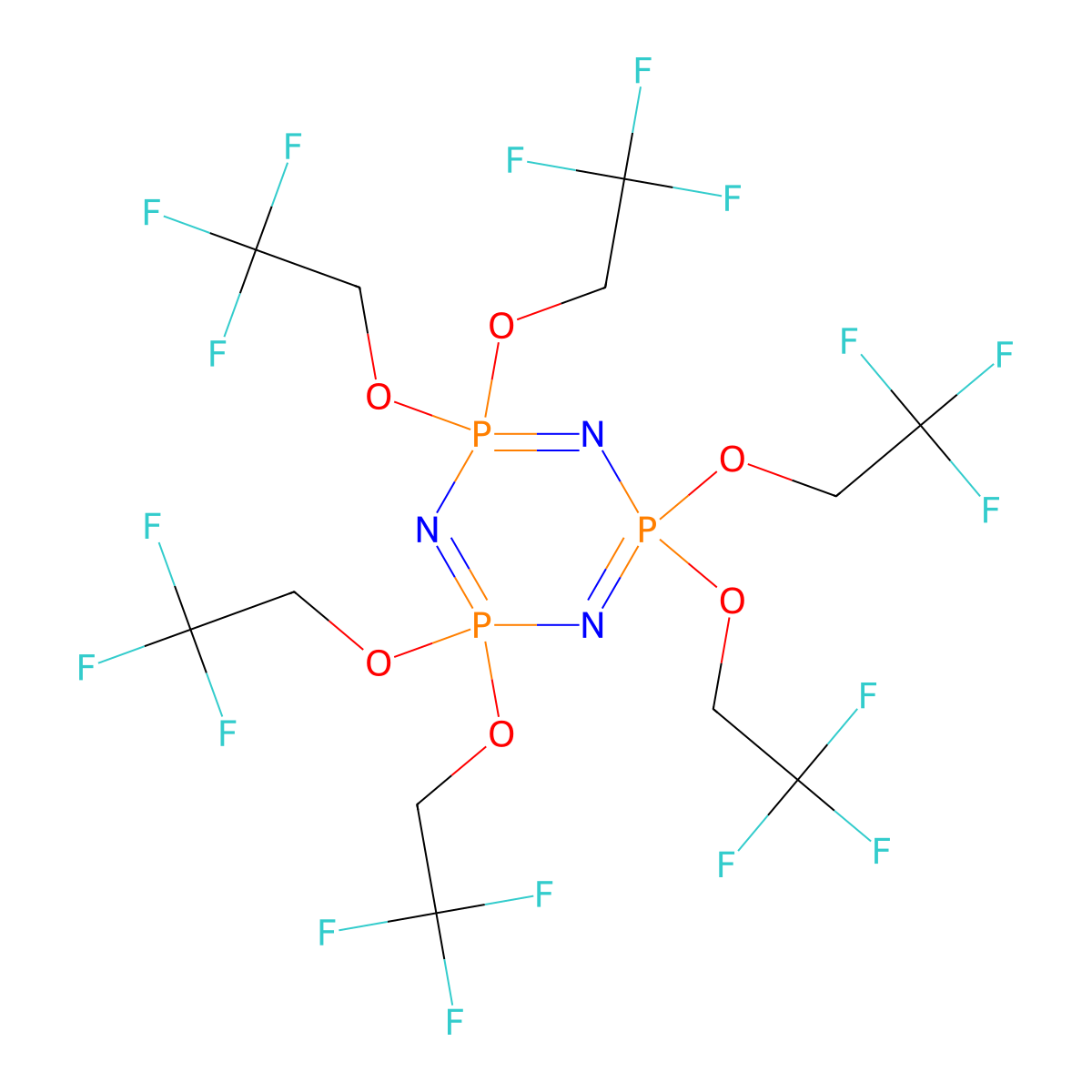 Cyclo-tris(bis(2,2,2-trifluoroethoxy)phosphonitrile) molecular structure, CAS 1065-05-0