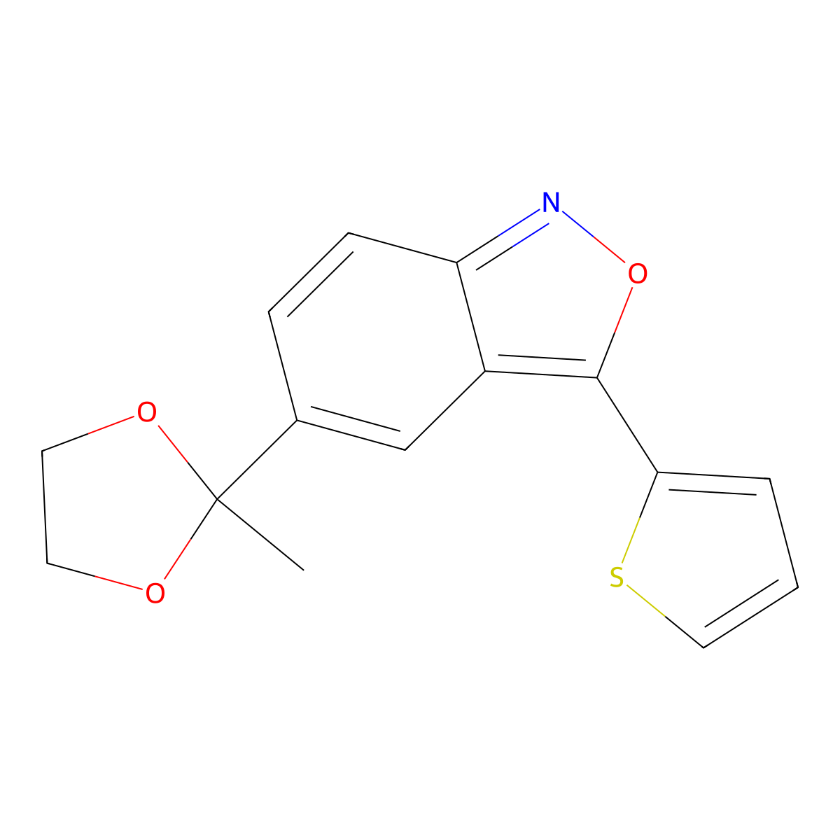 5-(2-Methyl-1,3-dioxolan-2-yl)-3-(2-thienyl)-2,1-benzisoxazole molecular structure, CAS 106500-66-7