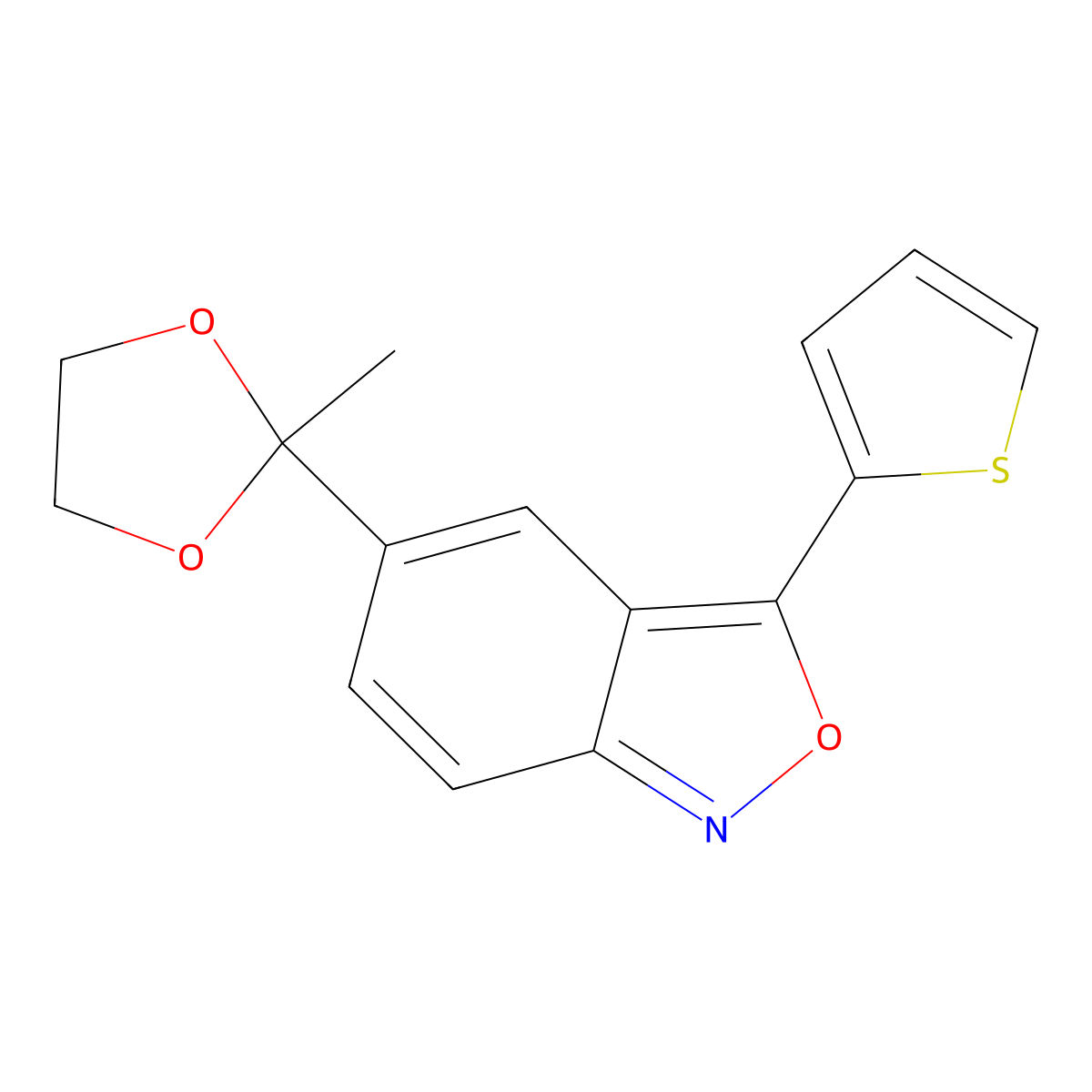 5-(2-Methyl-1,3-dioxolan-2-yl)-3-(2-thienyl)-2,1-benzisoxazole molecular structure, CAS 106500-66-7