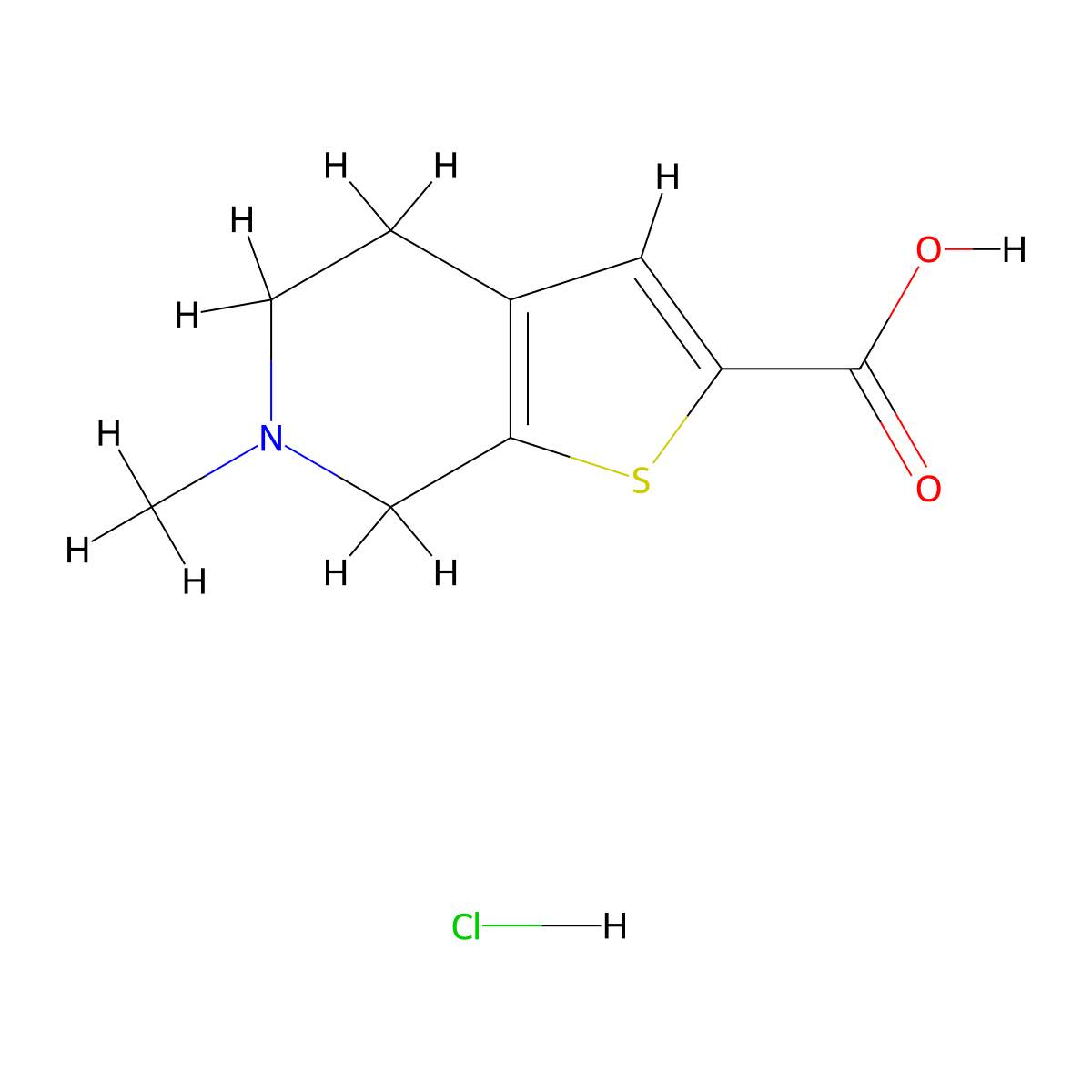 6-Methyl-4,5,6,7-tetrahydrothieno[2,3-C]pyridine-2-carboxylic acid hydroc+ molecular structure, CAS 1065065-54-4