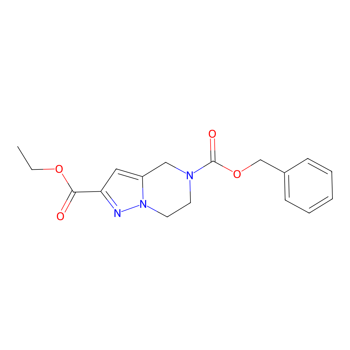 5-Benzyl 2-ethyl 6,7-dihydropyrazolo[1,5-a]pyrazine-2,5(4H)-dicarboxylate molecular structure, CAS 1065066-04-7