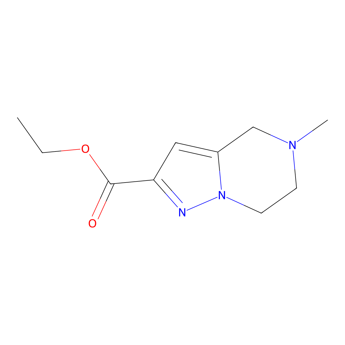 Ethyl 4,5,6,7-tetrahydro-5-methylpyrazolo[1,5-a]pyrazine-2-carboxylate molecular structure, CAS 1065066-07-0
