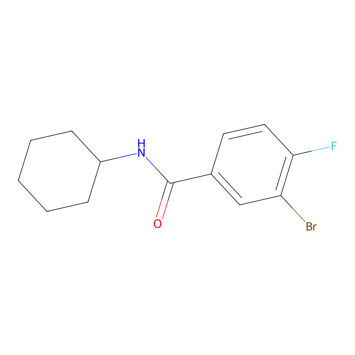 N-Cyclohexyl 3-bromo-4-fluorobenzamide molecular structure, CAS 1065074-00-1