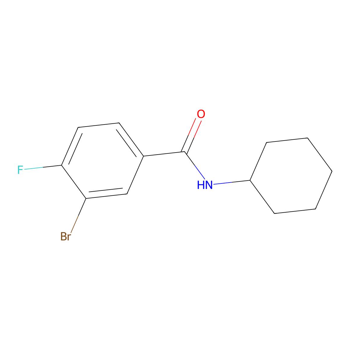 N-Cyclohexyl 3-bromo-4-fluorobenzamide molecular structure, CAS 1065074-00-1