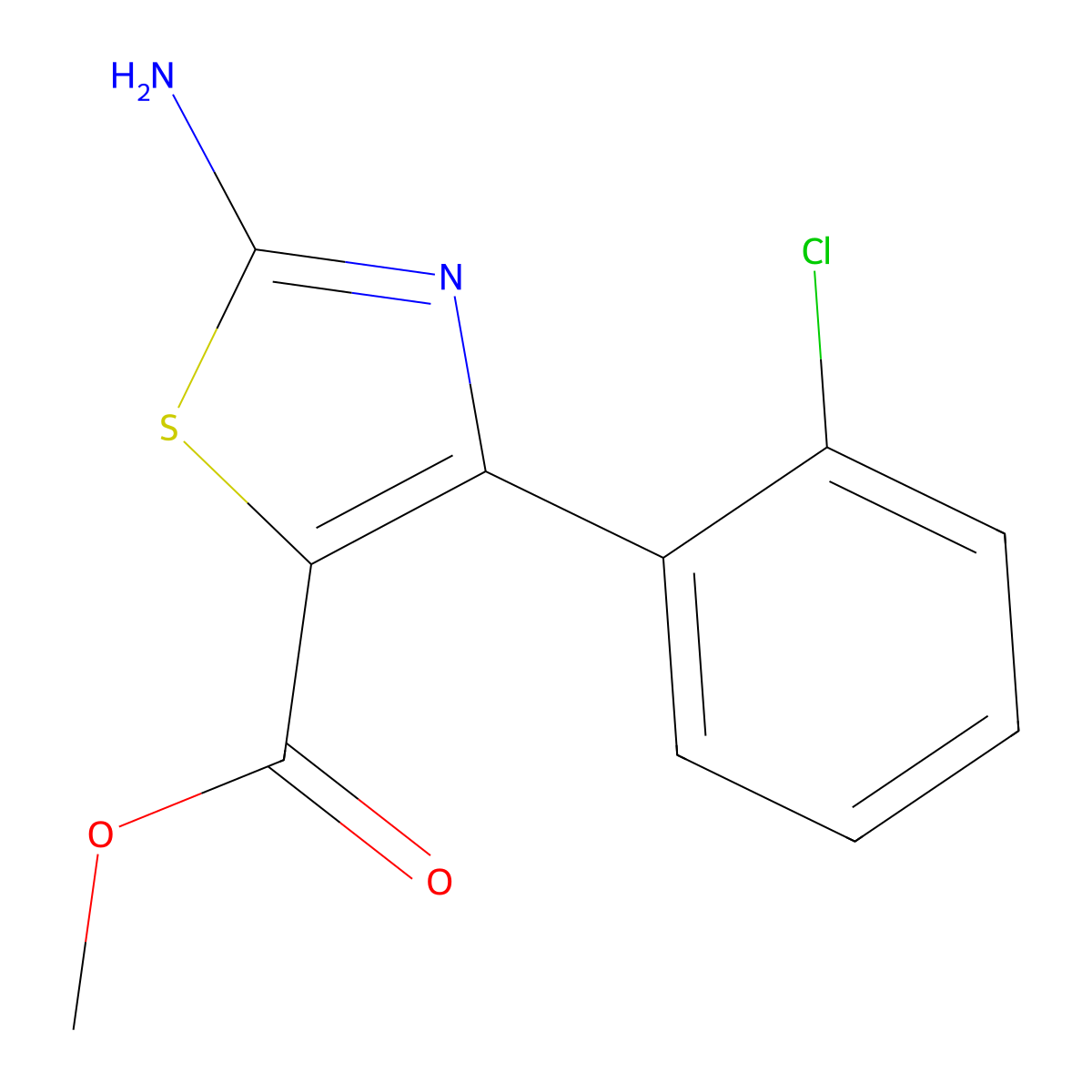 Methyl 2-amino-4-(2-chlorophenyl)thiazole-5-carboxylate molecular structure, CAS 1065074-40-9