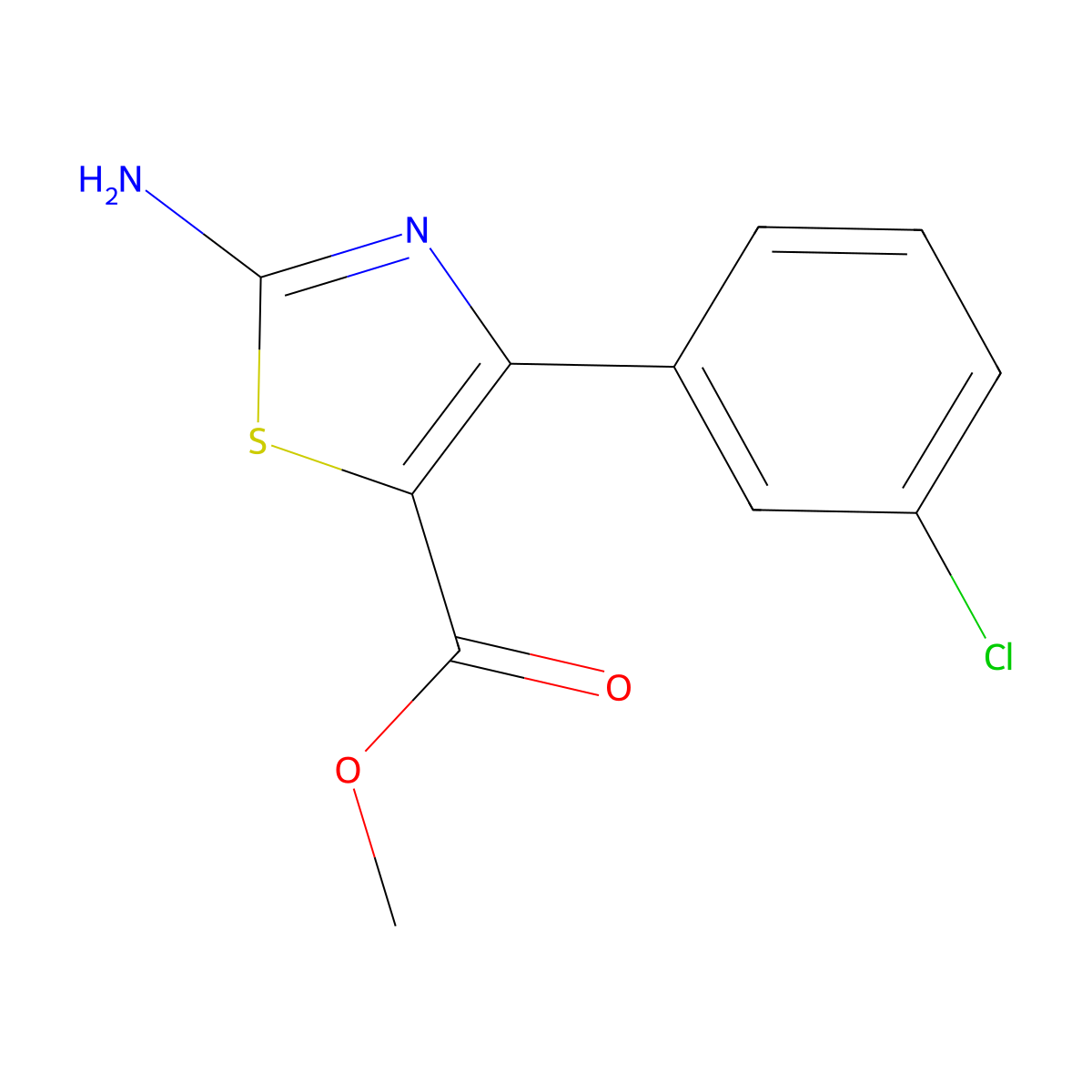 Methyl 2-amino-4-(3-chlorophenyl)thiazole-5-carboxylate molecular structure, CAS 1065074-45-4