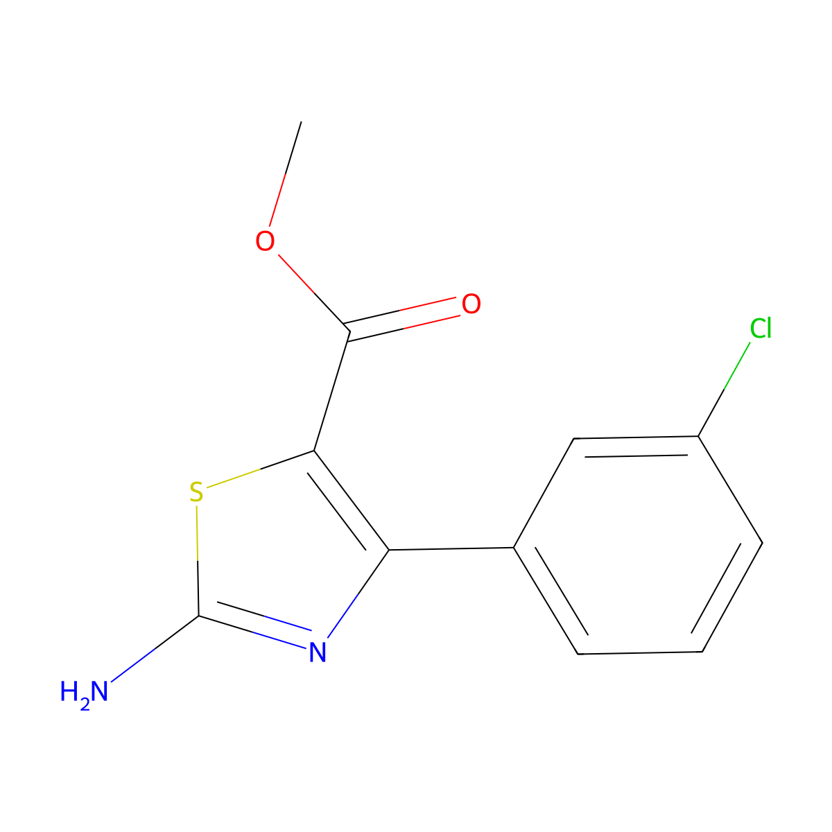 Methyl 2-amino-4-(3-chlorophenyl)thiazole-5-carboxylate molecular structure, CAS 1065074-45-4