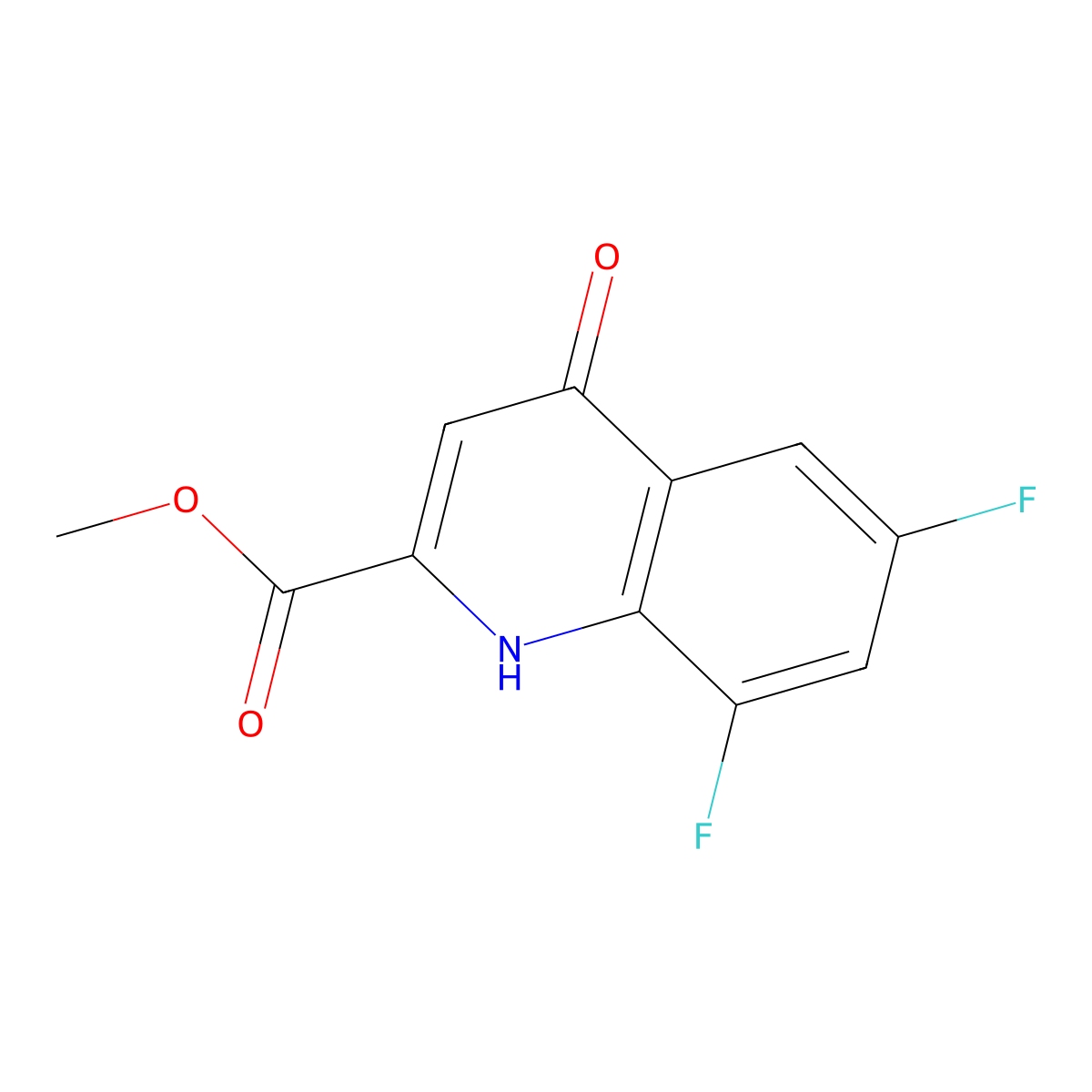 Methyl 6,8-difluoro-4-oxo-1,4-dihydroquinoline-2-carboxylate molecular structure, CAS 1065074-53-4