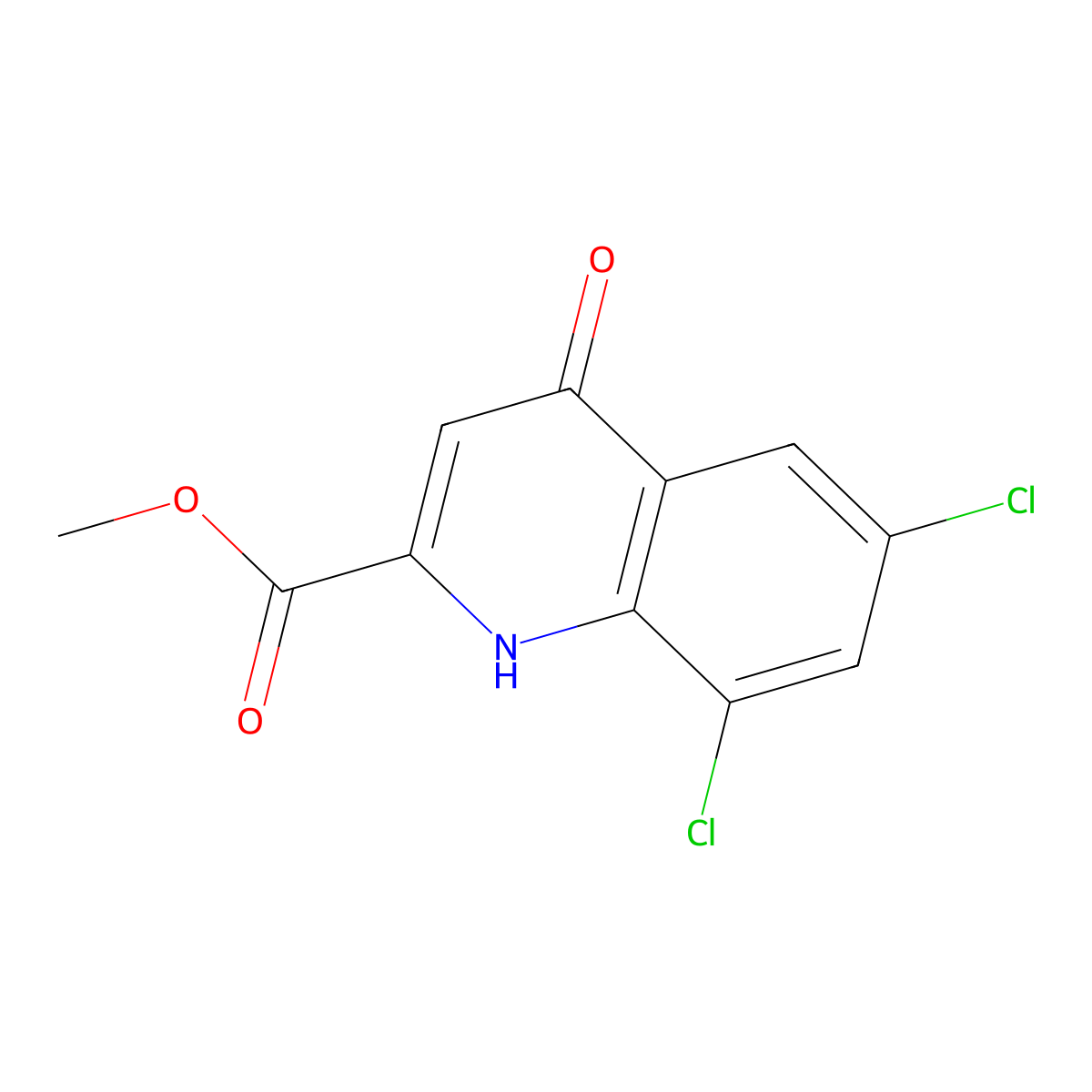 Methyl 6,8-dichloro-4-oxo-1,4-dihydroquinoline-2-carboxylate molecular structure, CAS 1065074-55-6