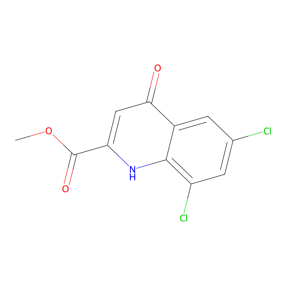 Methyl 6,8-dichloro-4-oxo-1,4-dihydroquinoline-2-carboxylate molecular structure, CAS 1065074-55-6