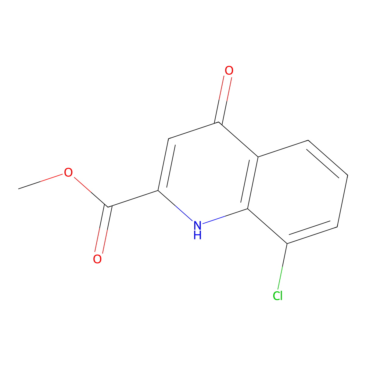 Methyl 8-chloro-4-hydroxyquinoline-2-carboxylate molecular structure, CAS 1065074-57-8