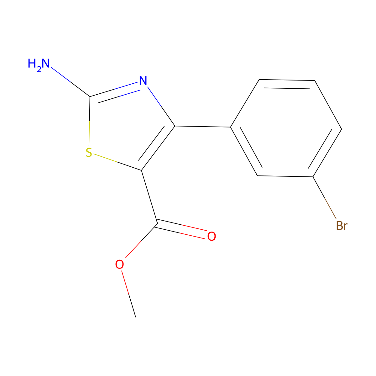 Methyl 2-amino-4-(3-bromophenyl)thiazole-5-carboxylate molecular structure, CAS 1065074-63-6