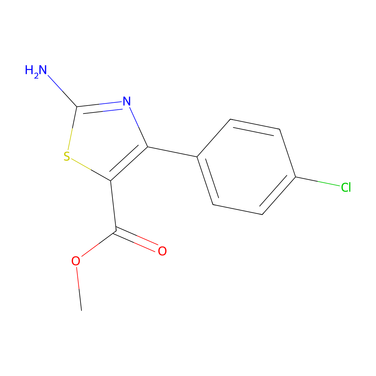 Methyl 2-amino-4-(4-chlorophenyl)thiazole-5-carboxylate molecular structure, CAS 1065074-65-8