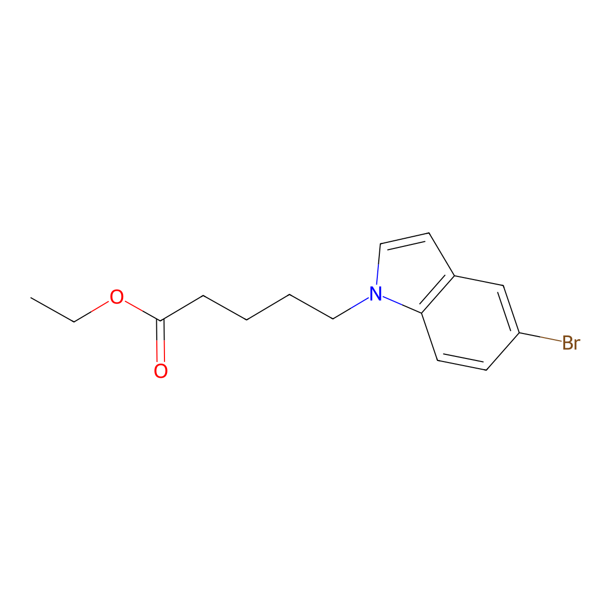 Ethyl 5-(5-bromo-1H-indol-1-yl)pentanoate molecular structure, CAS 1065074-72-7