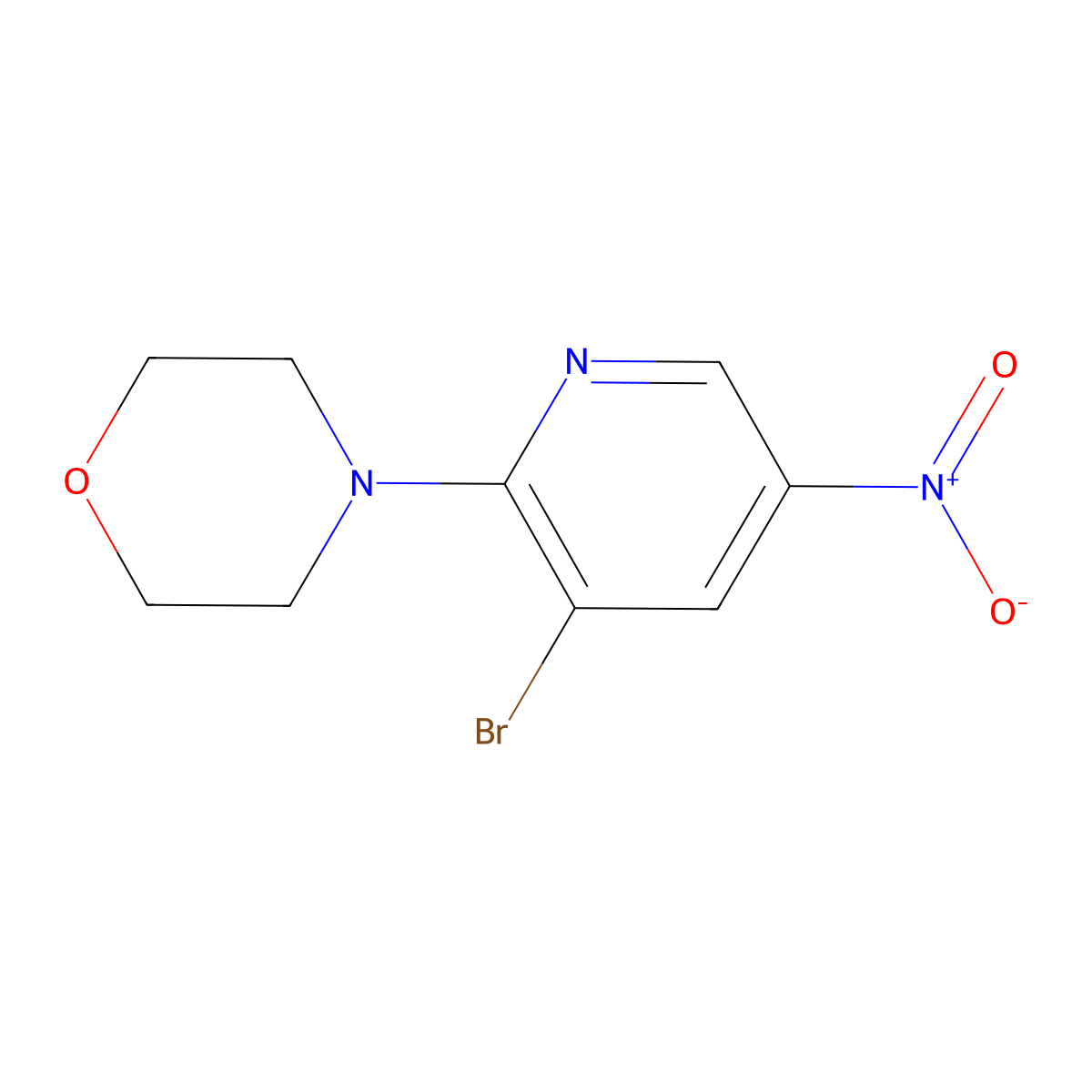 4-(3-Bromo-5-nitropyridin-2-yl)morpholine molecular structure, CAS 1065074-89-6
