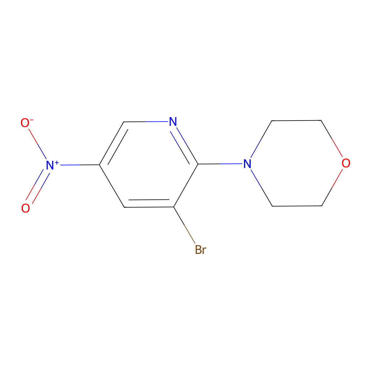 4-(3-Bromo-5-nitropyridin-2-yl)morpholine molecular structure, CAS 1065074-89-6