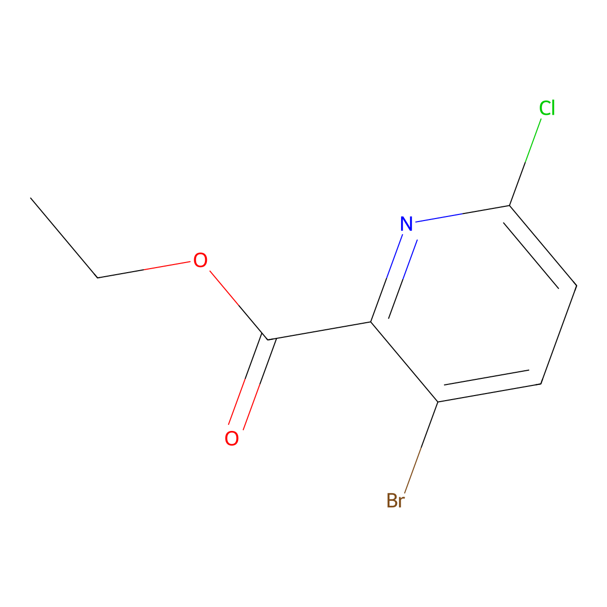 Ethyl 3-bromo-6-chloropicolinate molecular structure, CAS 1065074-97-6