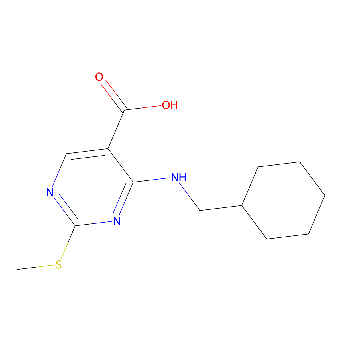 4-(Cyclohexylmethylamino)-2-(methylthio)pyrimidine-5-carboxylic acid molecular structure, CAS 1065075-52-6