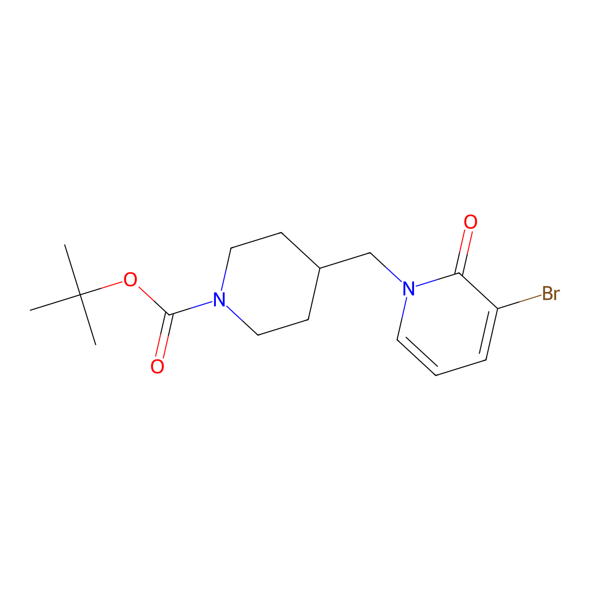 Tert-butyl 4-((3-bromo-2-oxopyridin-1(2H)-YL)methyl)piperidine-1-carboxylate molecular structure, CAS 1065075-65-1