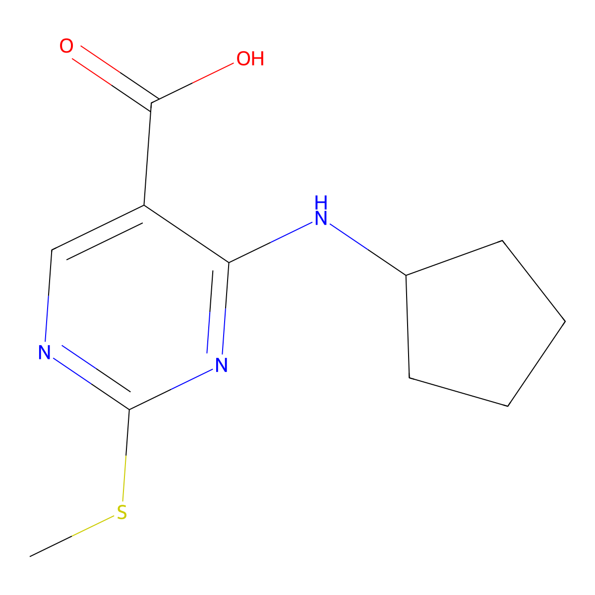 4-(Cyclopentylamino)-2-(methylthio)pyrimidine-5-carboxylic acid molecular structure, CAS 1065075-68-4