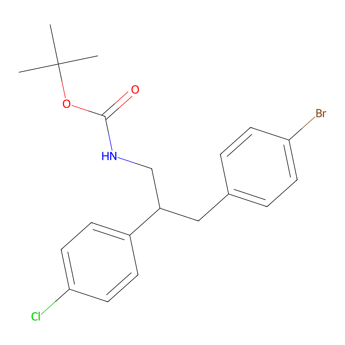 Tert-butyl 3-(4-bromophenyl)-2-(4-chlorophenyl)propylcarbamate molecular structure, CAS 1065075-71-9