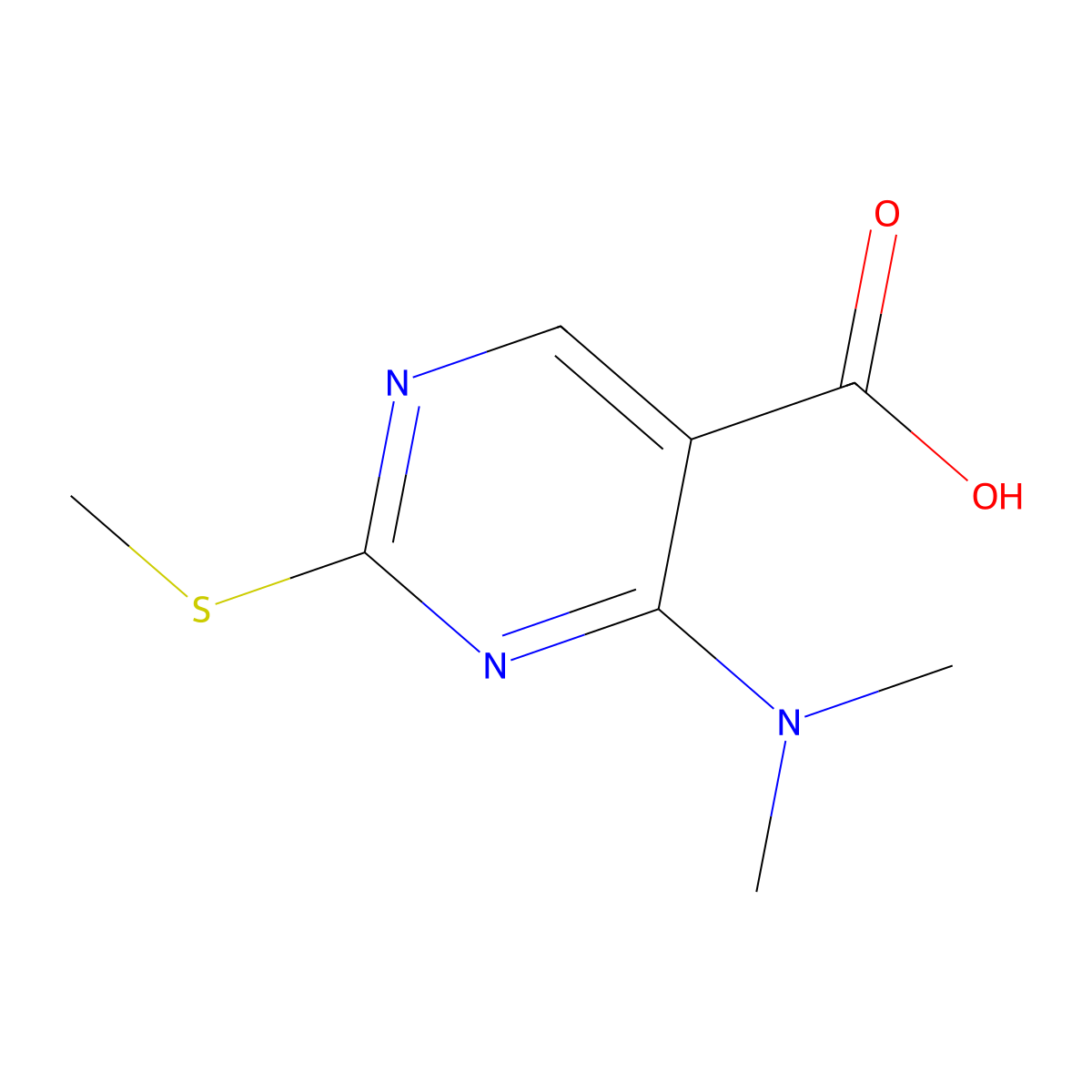 4-(Dimethylamino)-2-(methylthio)pyrimidine-5-carboxylic acid molecular structure, CAS 1065075-76-4