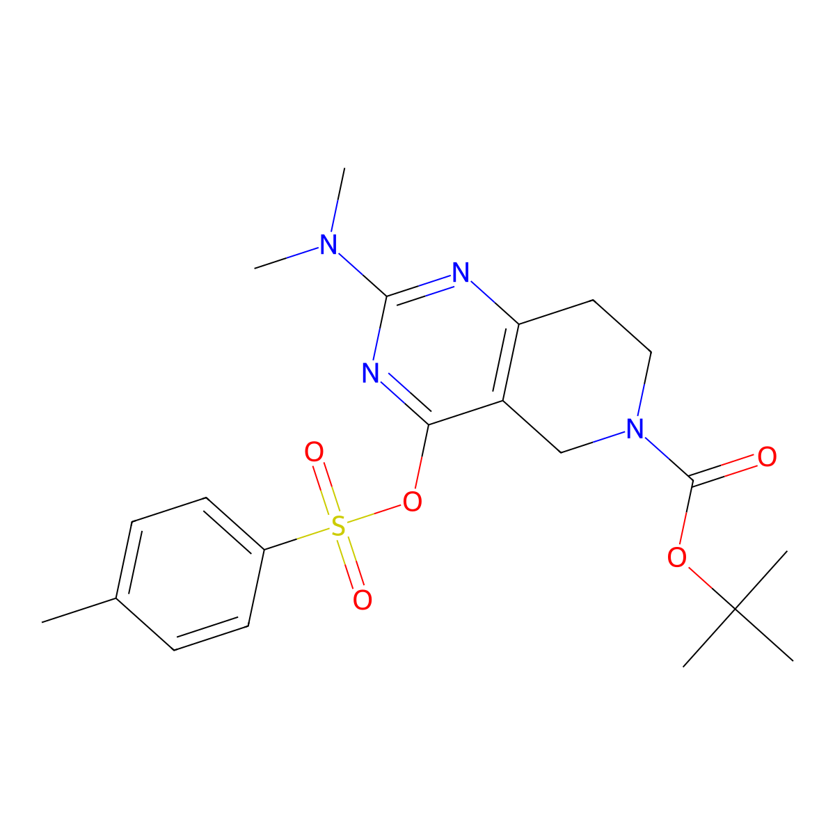 Tert-butyl 2-(dimethylamino)-4-(P-tolylsulfonyloxy)-7,8-dihydropyrido[4,3-D]pyrimidine-6(5H)-carboxylate molecular structure, CAS 1065075-79-7