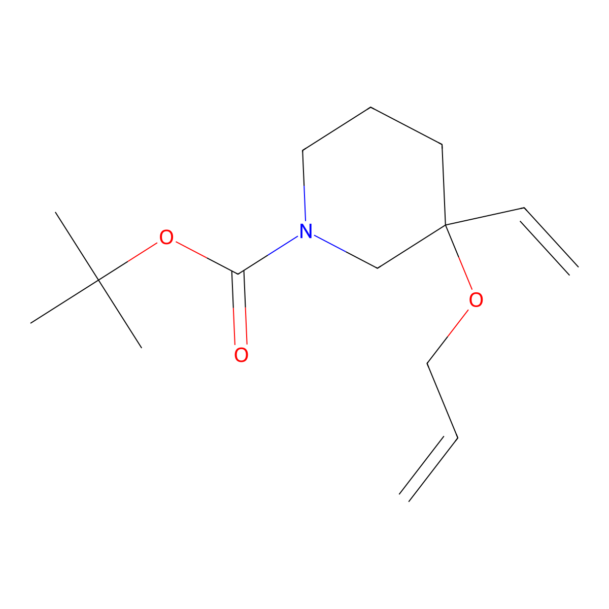 Tert-butyl 3-(allyloxy)-3-vinylpiperidine-1-carboxylate molecular structure, CAS 1065075-83-3