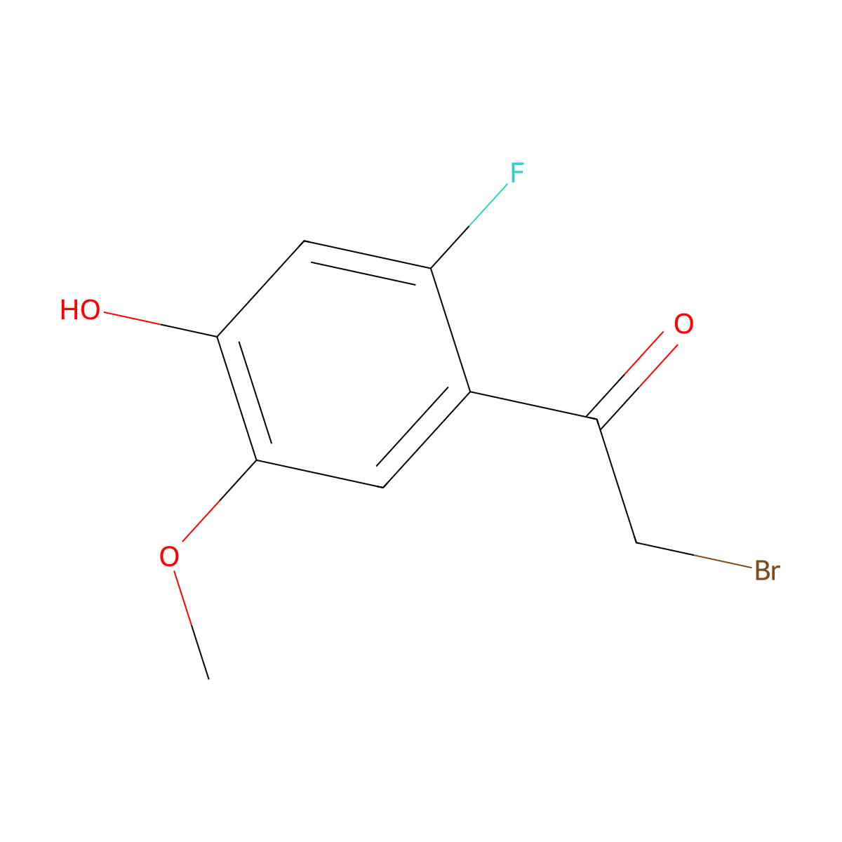 2-Bromo-1-(2-fluoro-4-hydroxy-5-methoxyphenyl)ethan-1-one molecular structure, CAS 1065076-50-7