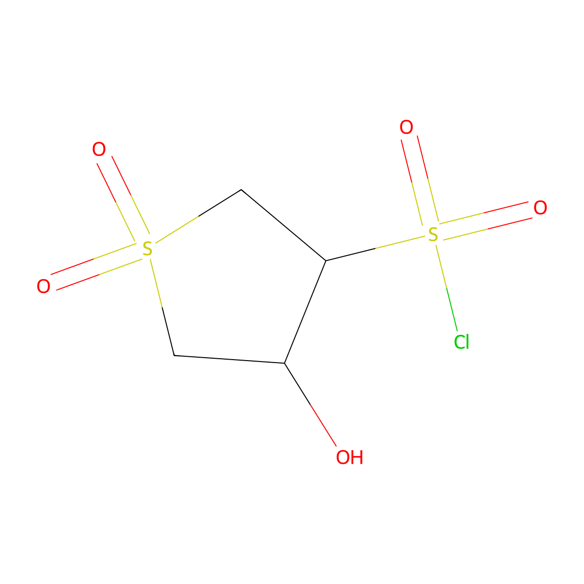 1,1-Dioxo-4-hydroxytetrahydrothiophene-3-sulphonyl chloride molecular structure, CAS 106508-20-7
