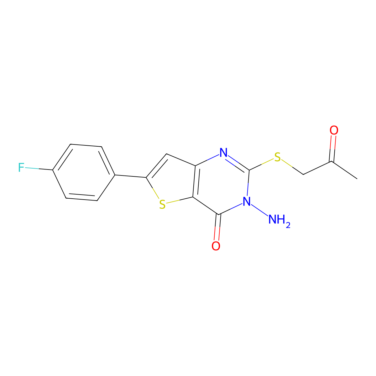 3-amino-6-(4-fluorophenyl)-2-[(2-oxopropyl)sulfanyl]thieno[3,2-d]pyrimidin-4(3H)-one molecular structure, CAS 1065090-40-5