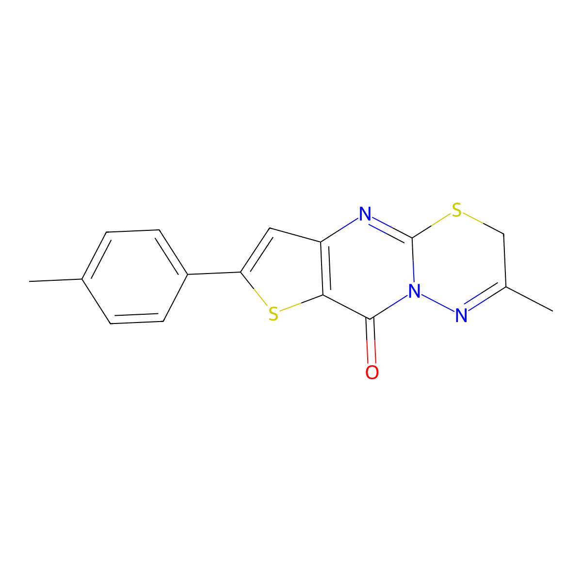 3-methyl-8-(4-methylphenyl)-2H,6H-thieno[3',2':4,5]pyrimido[2,1-b][1,3,4]thiadiazin-6-one molecular structure, CAS 1065091-15-7