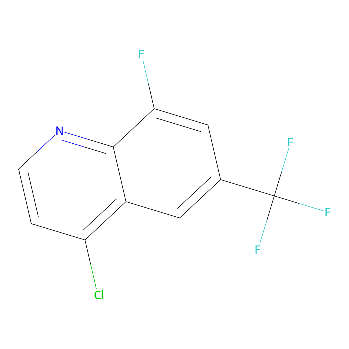 4-Chloro-8-fluoro-6-(trifluoromethyl)quinoline molecular structure, CAS 1065093-19-7