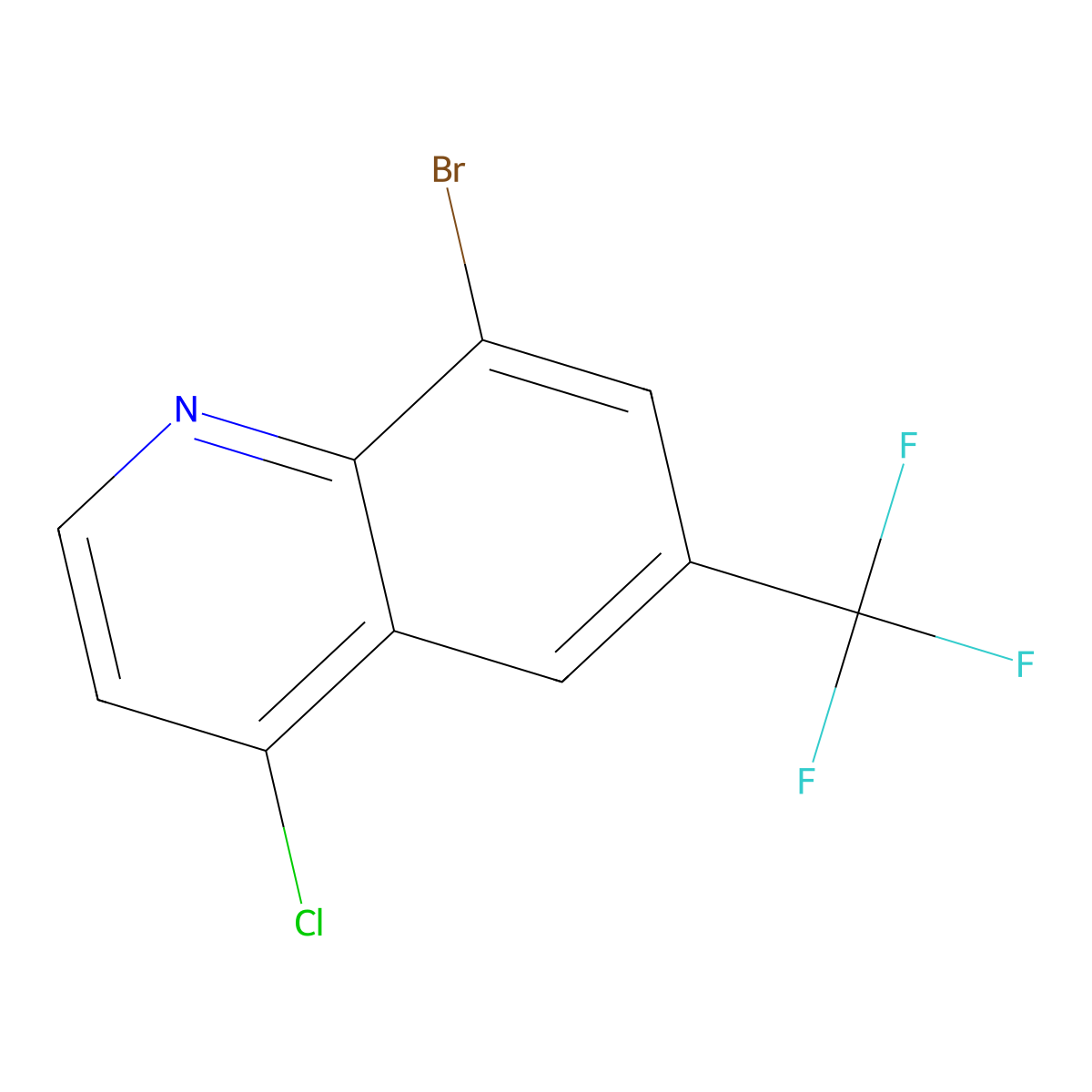 8-Bromo-4-chloro-6-(trifluoromethyl)quinoline molecular structure, CAS 1065093-23-3