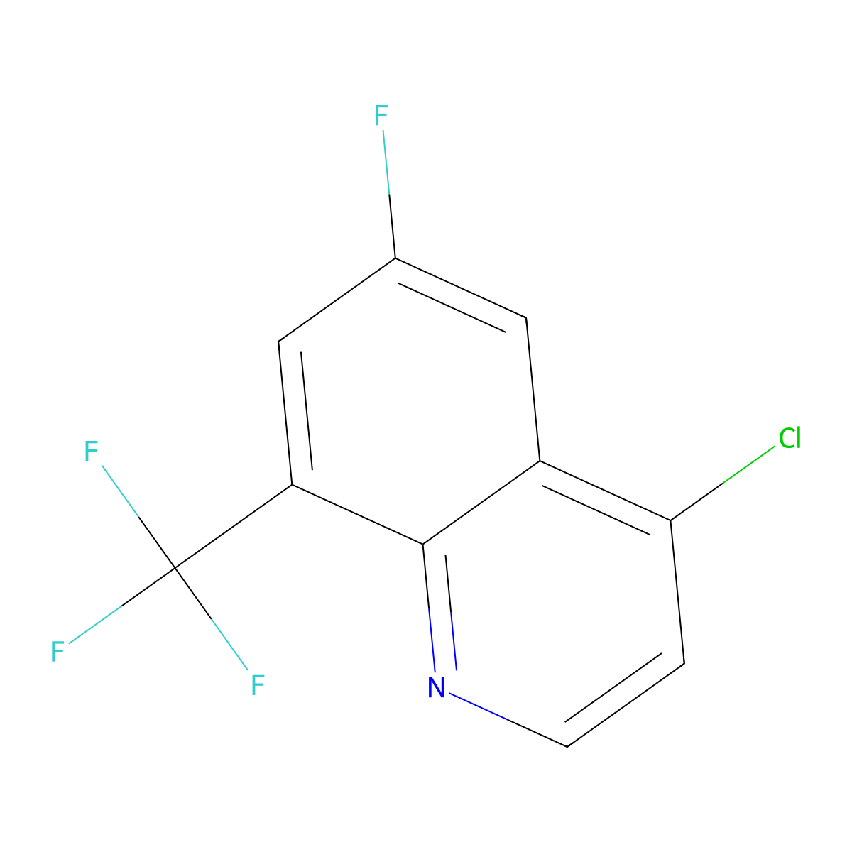 4-Chloro-6-fluoro-8-(trifluoromethyl)quinoline molecular structure, CAS 1065093-26-6