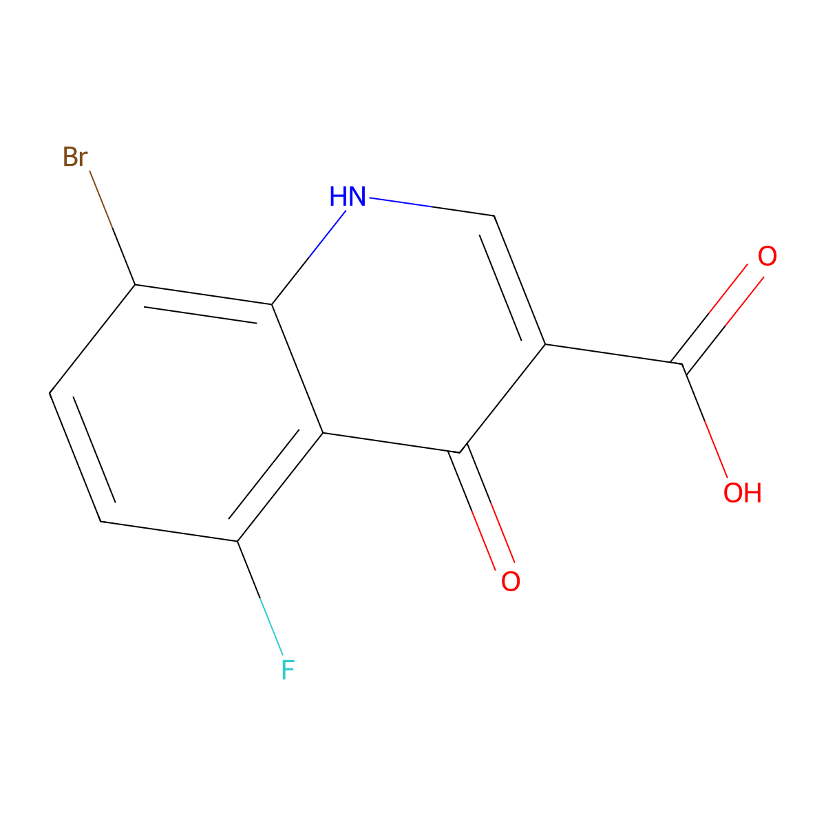8-Bromo-5-fluoro-4-hydroxy-quinoline-3-carboxylic acid molecular structure, CAS 1065093-62-0