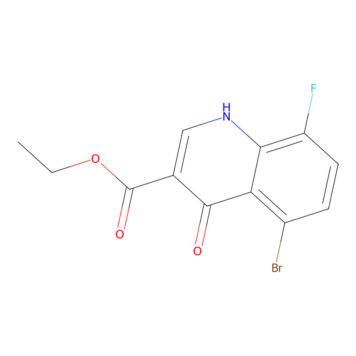 Ethyl 5-bromo-8-fluoro-4-hydroxyquinoline-3-carboxylate molecular structure, CAS 1065094-15-6