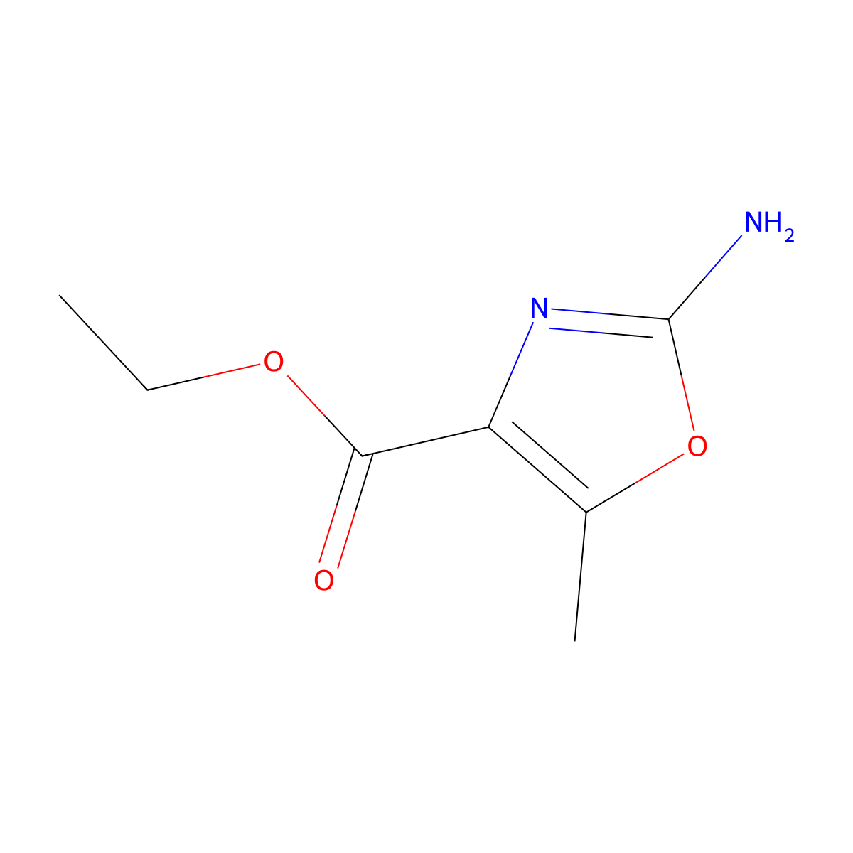 Ethyl 2-amino-5-methyl-1,3-oxazole-4-carboxylate molecular structure, CAS 1065099-78-6