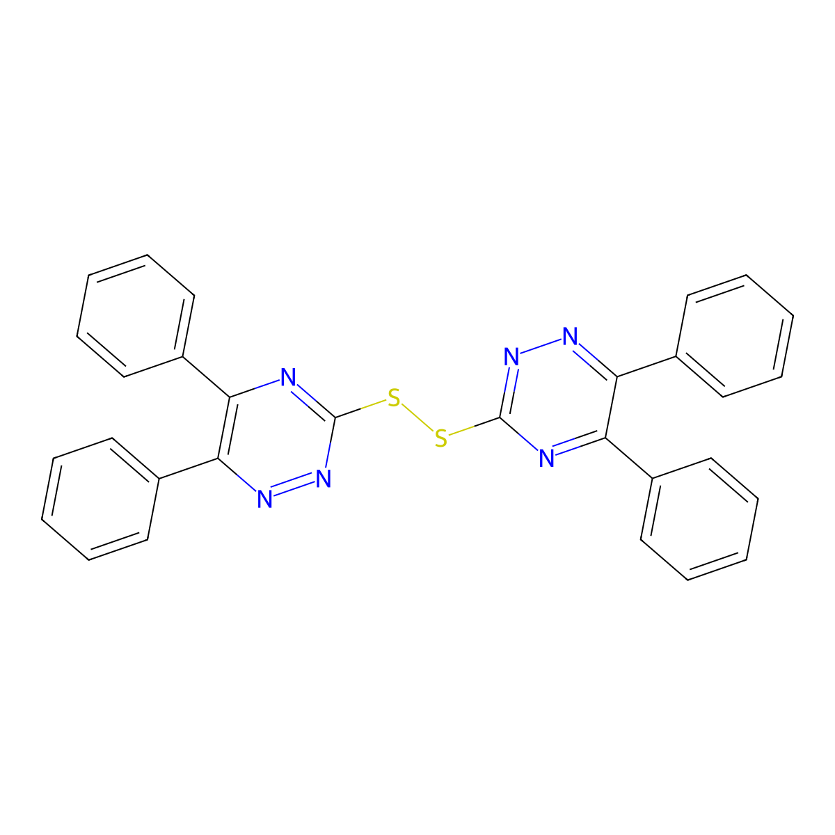 1,2-Bis(5,6-diphenyl-1,2,4-triazin-3-yl)disulfane molecular structure, CAS 106510-63-8