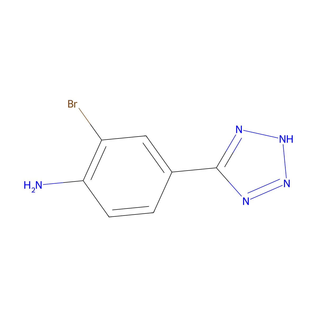 2-bromo-4-(2H-1,2,3,4-tetrazol-5-yl)aniline molecular structure, CAS 1065100-99-3
