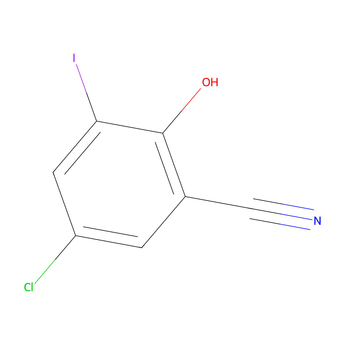5-Chloro-2-hydroxy-3-iodobenzonitrile molecular structure, CAS 1065101-00-9
