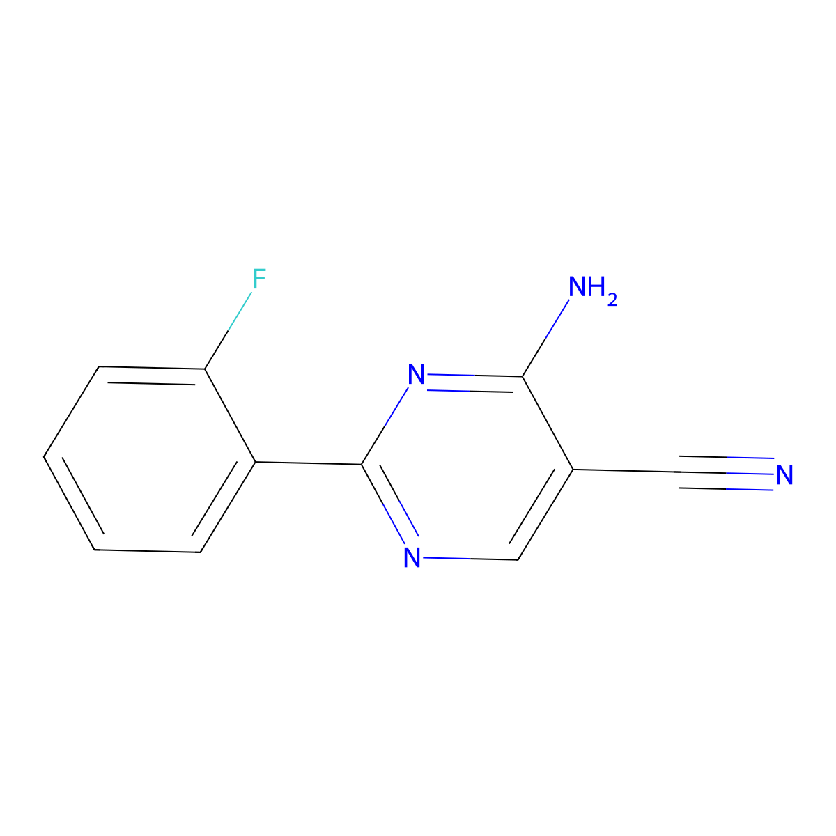 4-Amino-2-(2-fluorophenyl)pyrimidine-5-carbonitrile molecular structure, CAS 1065101-30-5
