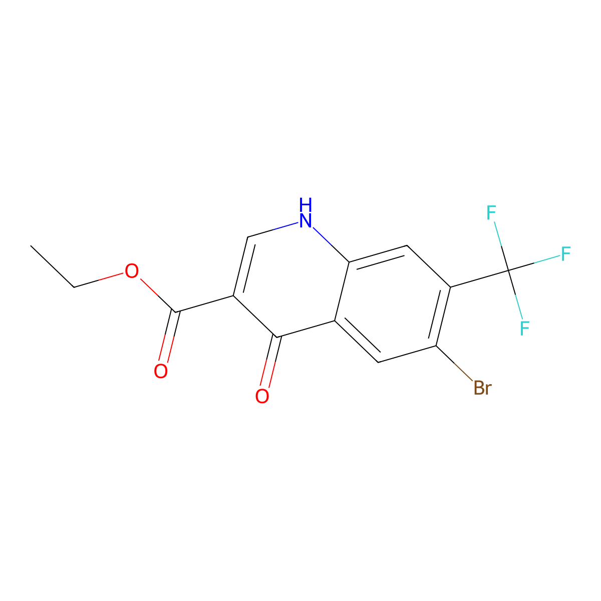 Ethyl 6-bromo-4-hydroxy-7-(trifluoromethyl)quinoline-3-carboxylate molecular structure, CAS 1065102-42-2