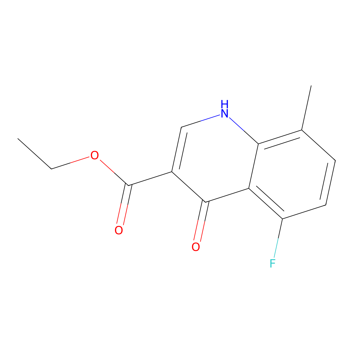 Ethyl 5-fluoro-4-hydroxy-8-methylquinoline-3-carboxylate molecular structure, CAS 1065102-44-4