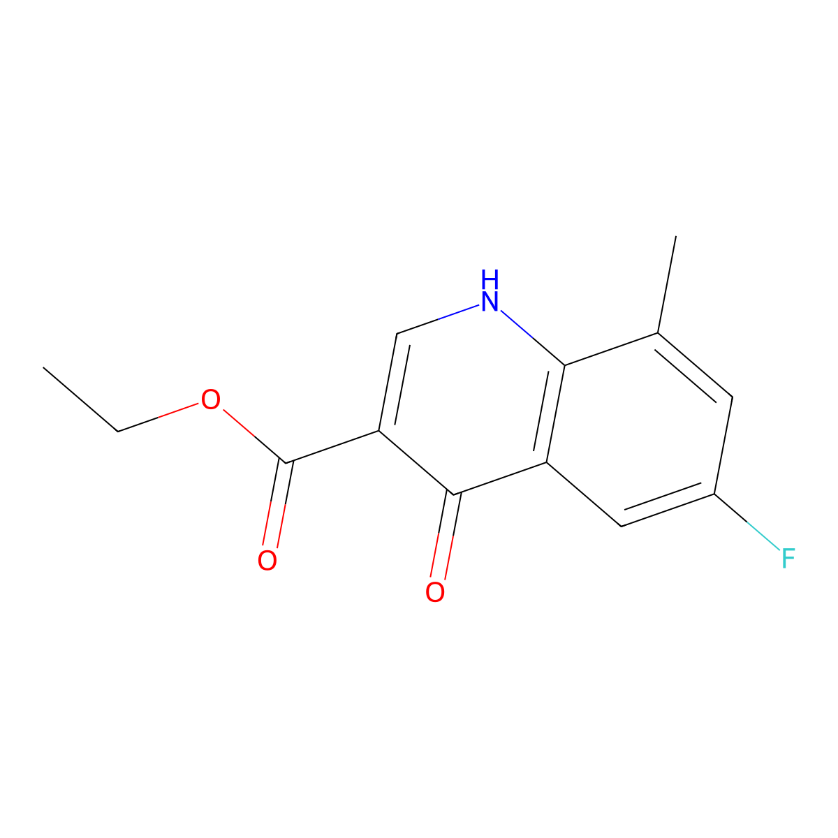 Ethyl 6-fluoro-4-hydroxy-8-methylquinoline-3-carboxylate molecular structure, CAS 1065102-47-7