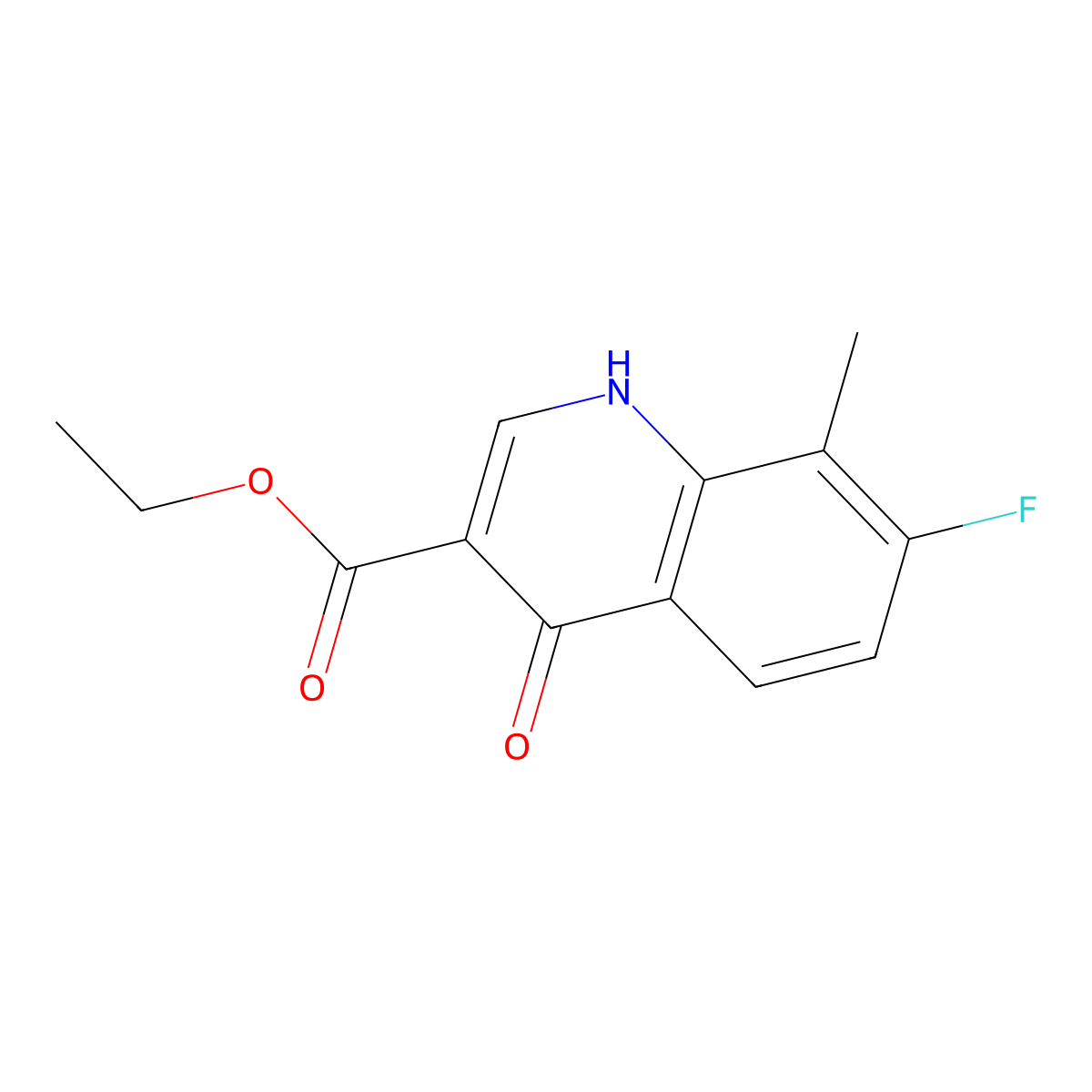 Ethyl 7-fluoro-4-hydroxy-8-methylquinoline-3-carboxylate molecular structure, CAS 1065102-49-9