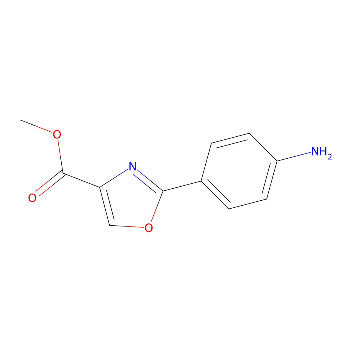Methyl 2-(4-aminophenyl)-1,3-oxazole-4-carboxylate molecular structure, CAS 1065102-75-1